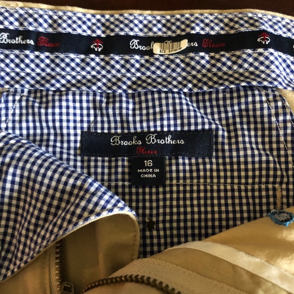 BROOKS BROTHERS Boys Sz 16 Khaki Shorts w Shades - Picture 2 of 5